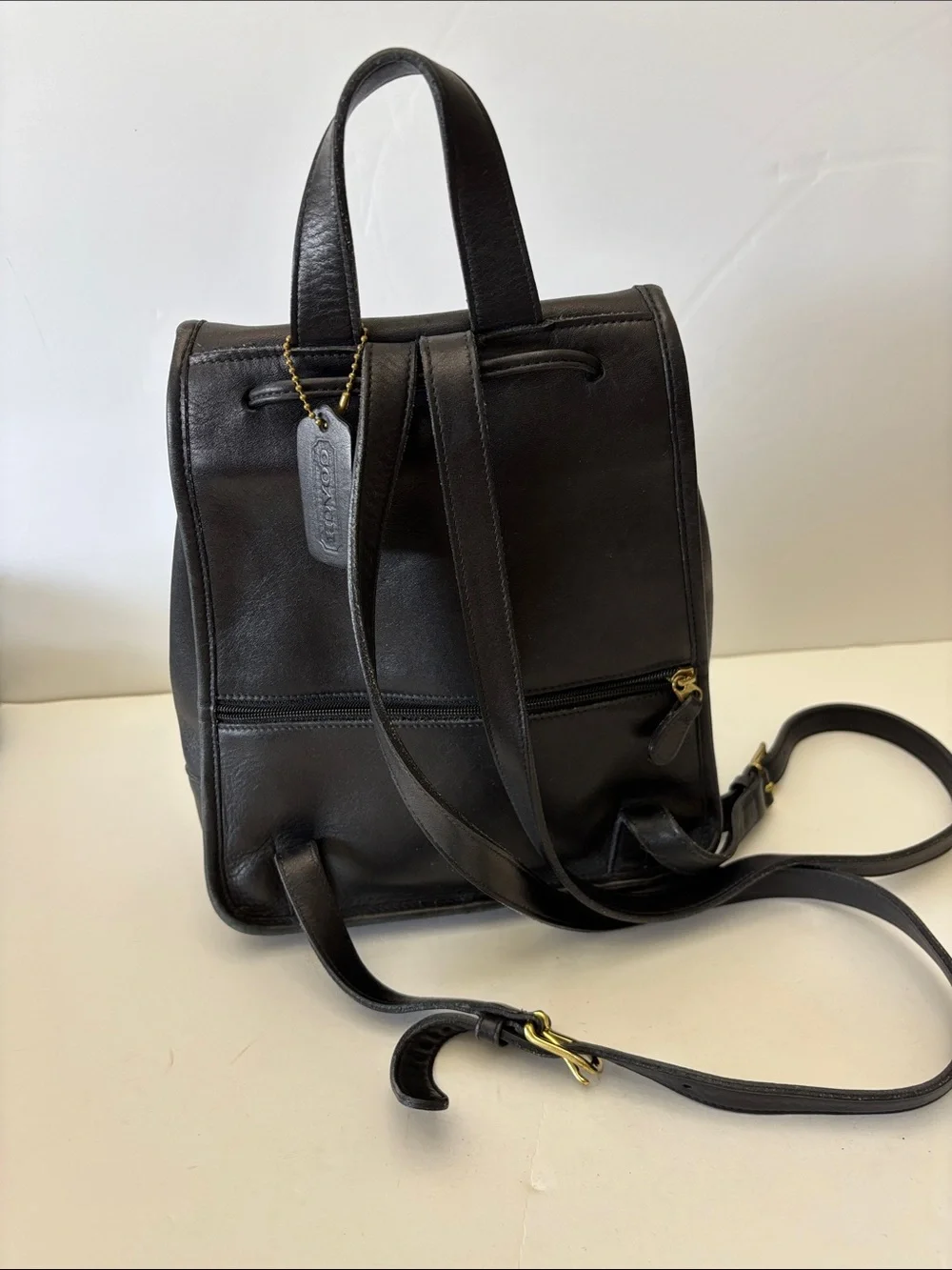 Coach Costa Rica 9791 Black Leather Day Pack Backpack with Gold Turnlock